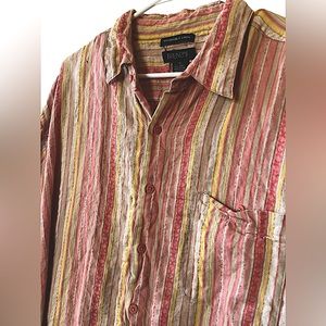 BRUNO Linen Short Sleeve Button Up Washable Linen VTG